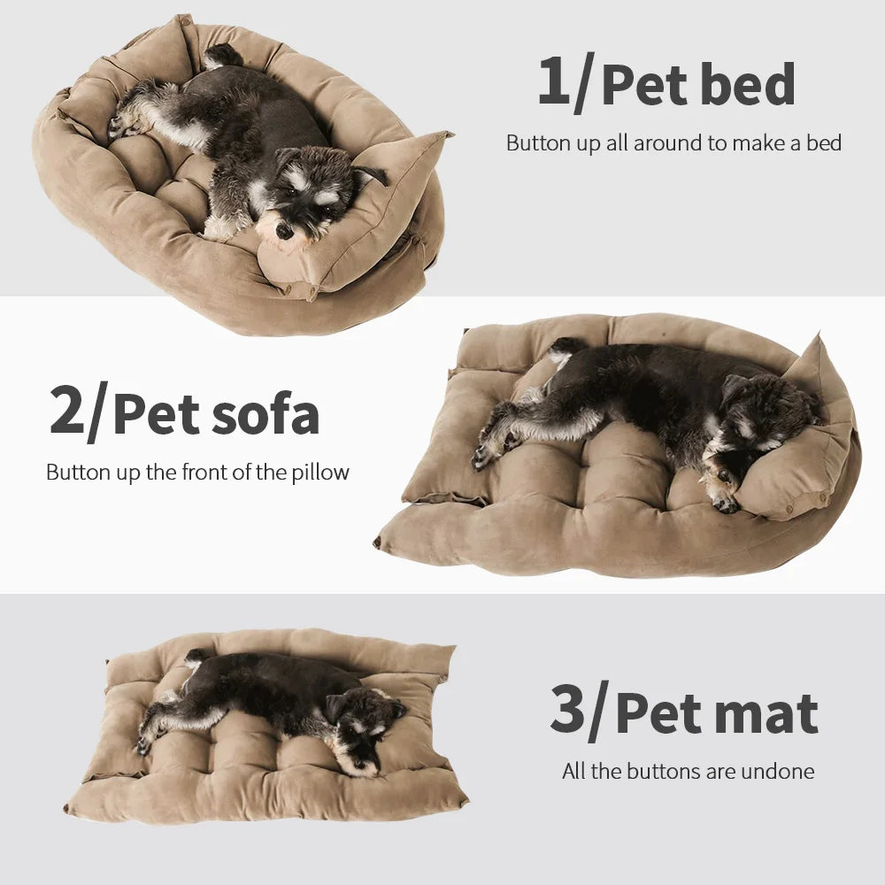 3-in-1 Converteerbaar Huisdierbed — Nest, Mat of Slaapbank